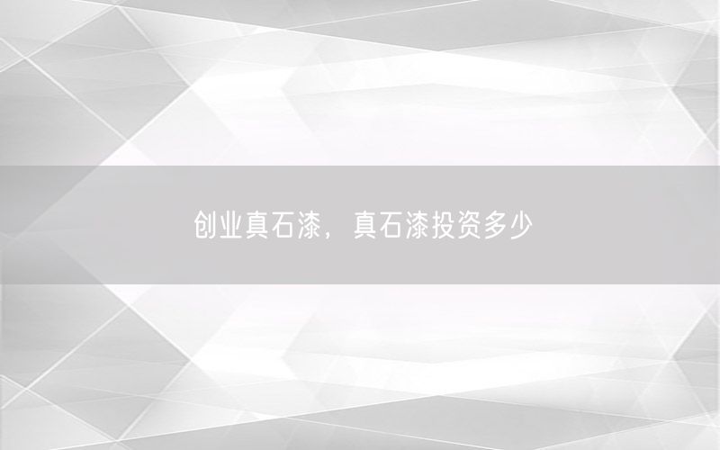 创业真石漆，真石漆投资多少