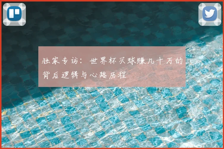 独家专访:世界杯买球赚几十万的背后逻辑与心路历程